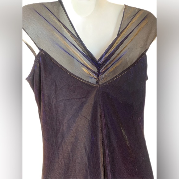 JULIA SAR vintage silk metallic dress size medium - Picture 4 of 5